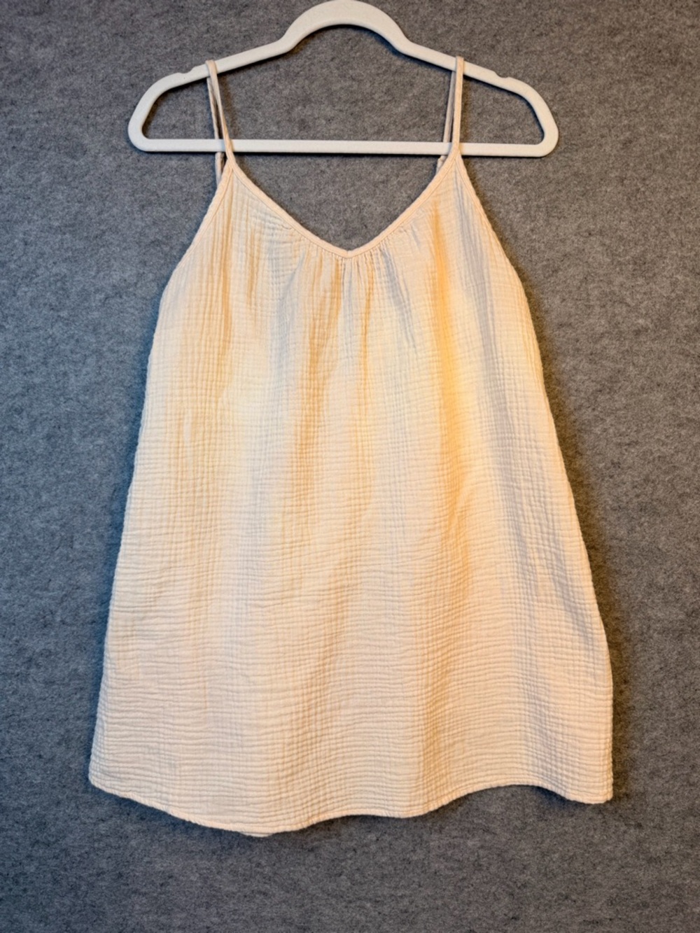 Shade & Shore Light Cream Gauze Spaghetti Strap Cami/Swim Cover